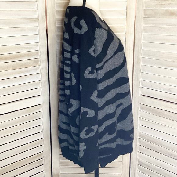 Jumper 1234 Leopard Zebra Black Gray Oversized 100% Cashmere Sweater 4 XL - Picture 2 of 10